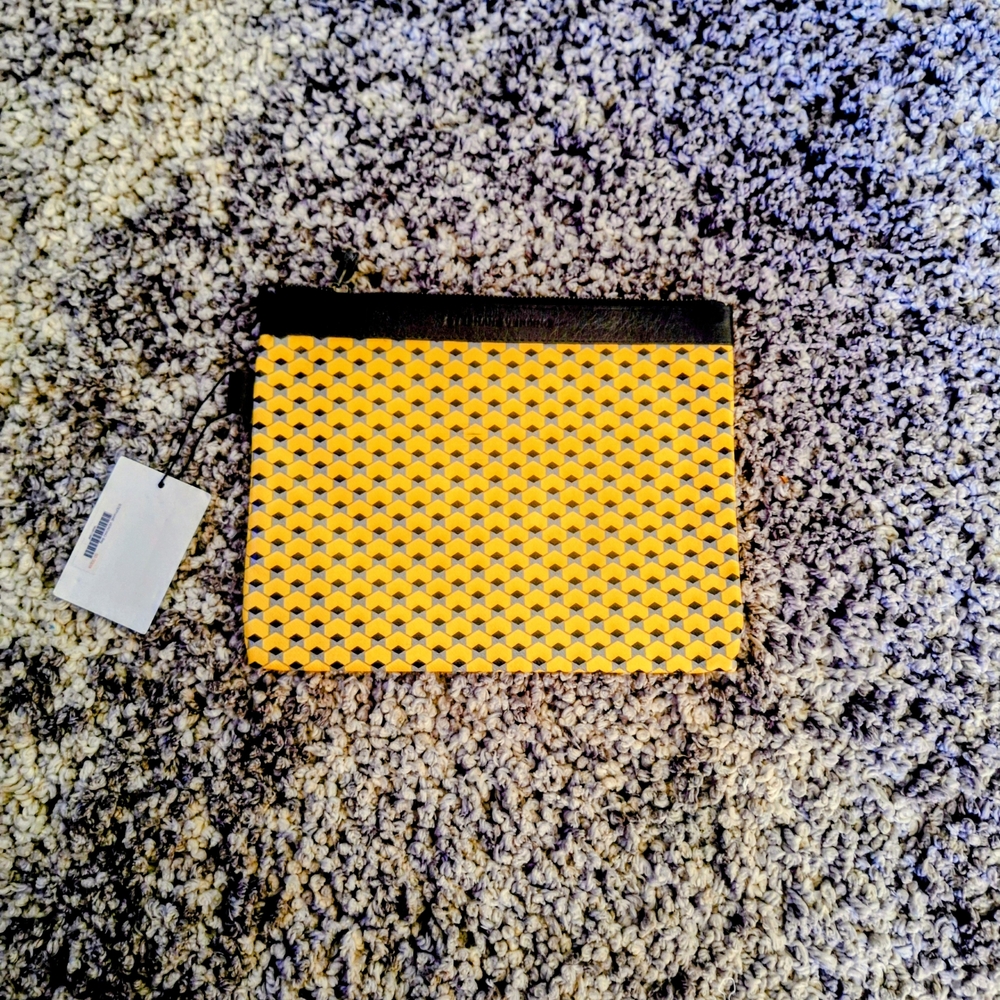 Stephane Verdino Yellow and Black Woven Clutch